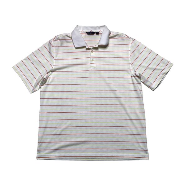 Walter Hagen Essentials Golf Polo Shirt Mens Size L White Striped Short Sleeve - Picture 1 of 8